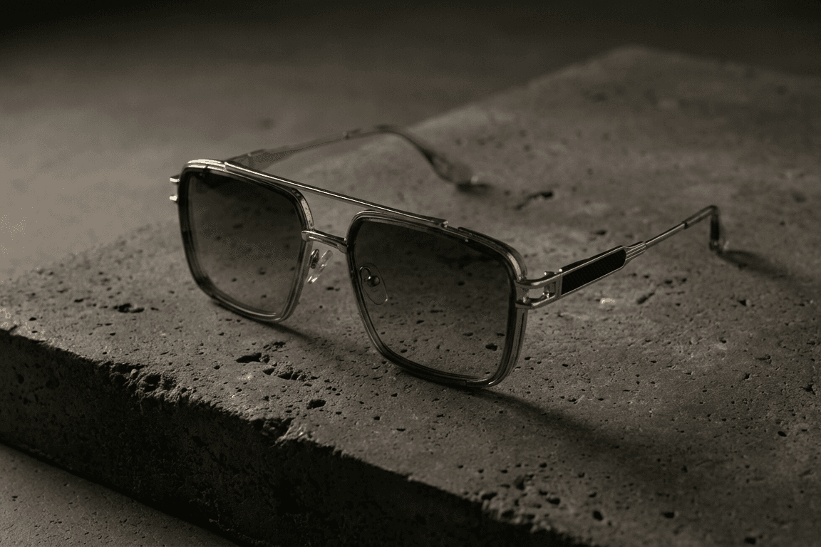 CARLO DALI "EMPIRE" | Polished Gold & Black Textured Square Aviator Sunglasses 4