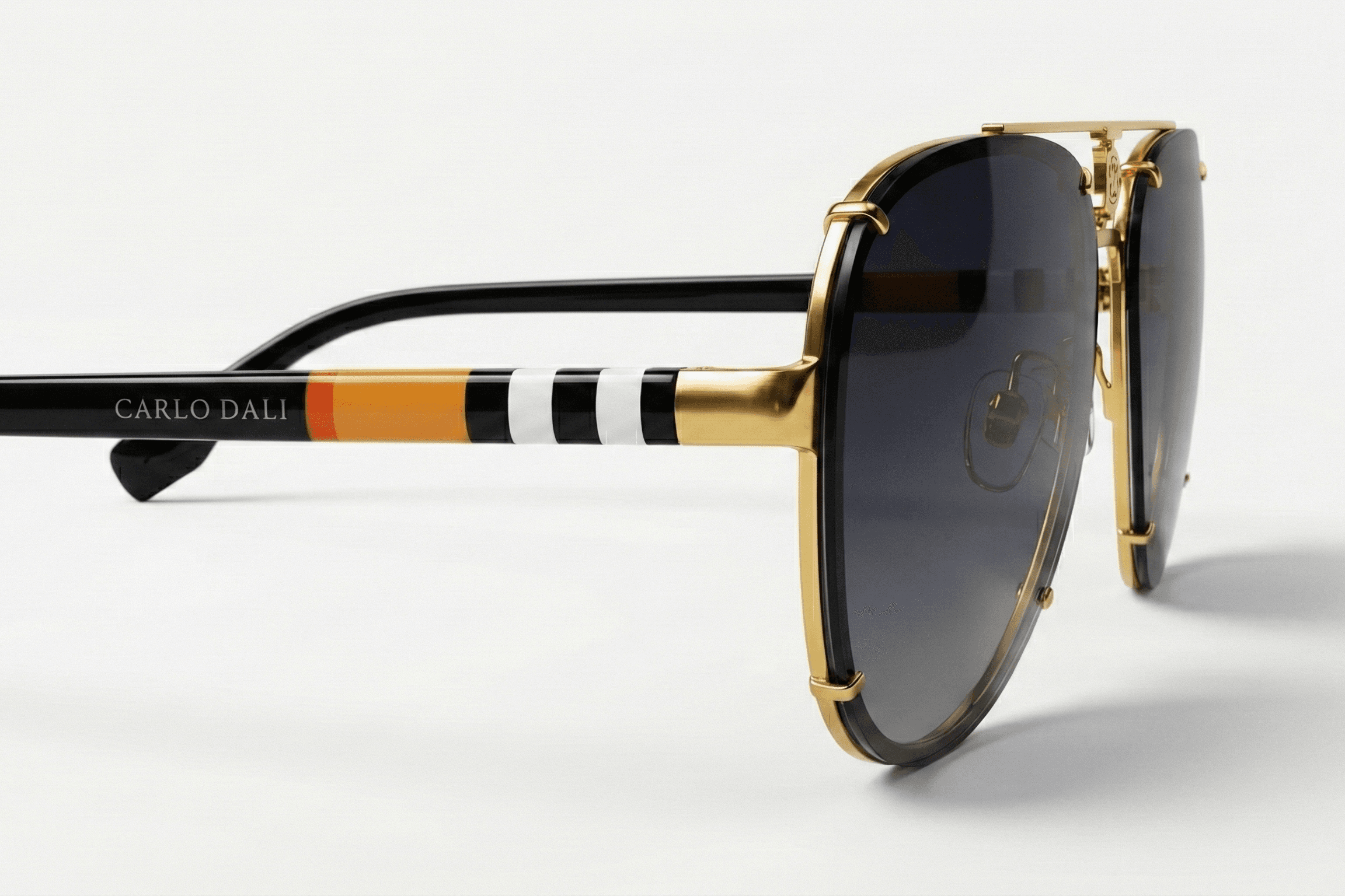 CARLO DALI "MAJESTY" SUNGLASSES | Rimless Purple Gradient Aviators with Signature Heritage Temples 3