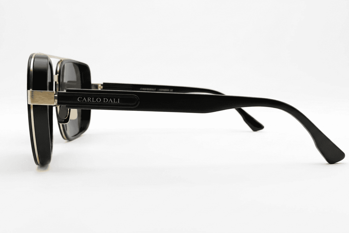 CARLO DALI "SOLSTICE" | Bold Black & Gold Navigator Aviator Sunglasses 2