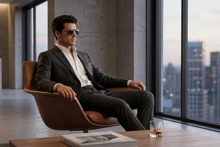 CARLO DALI "ZENITH" | Polished Black & Silver Architectural Aviator Sunglasses 5