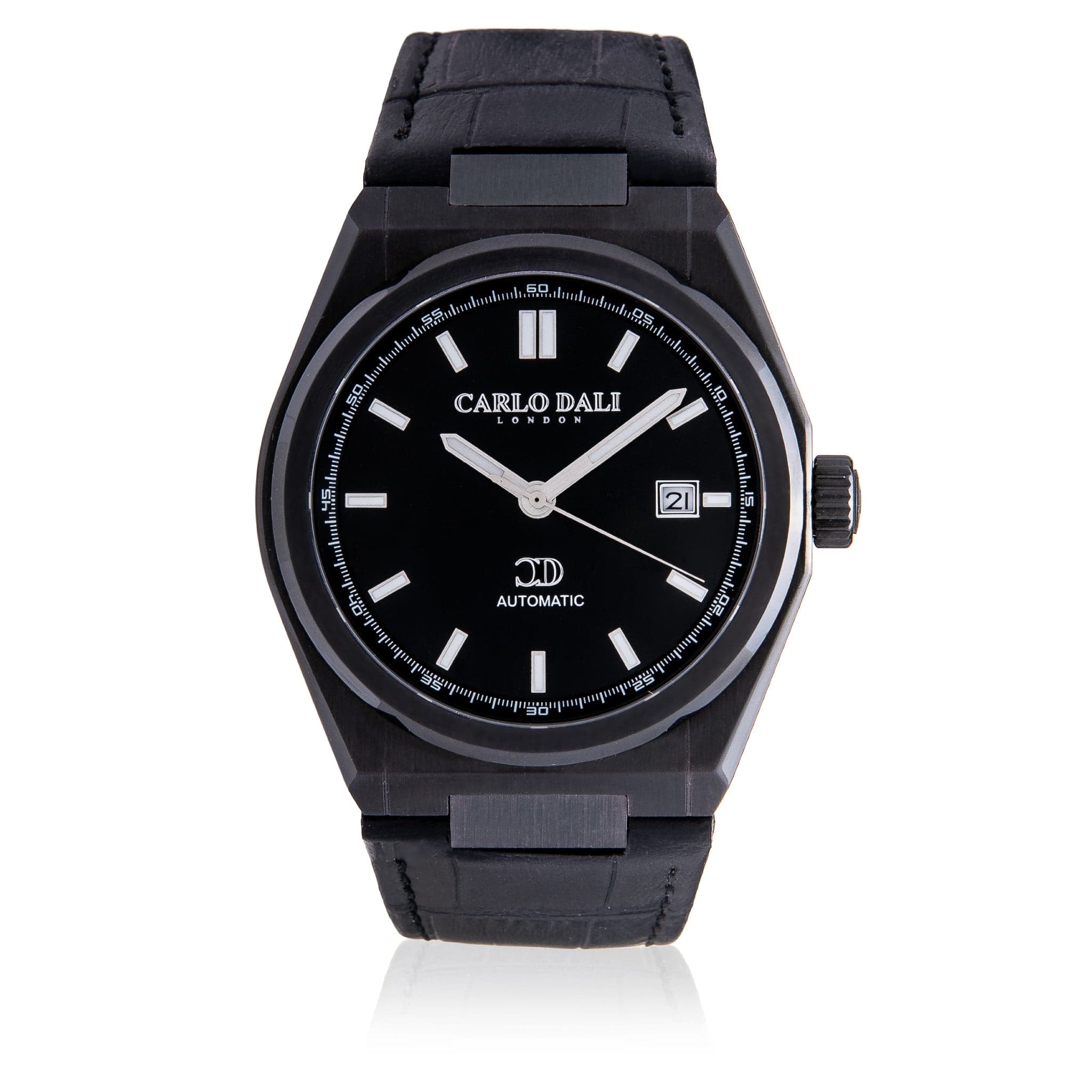 "1888 automatic" TOTAL BLACK LEATHER WATCH 1