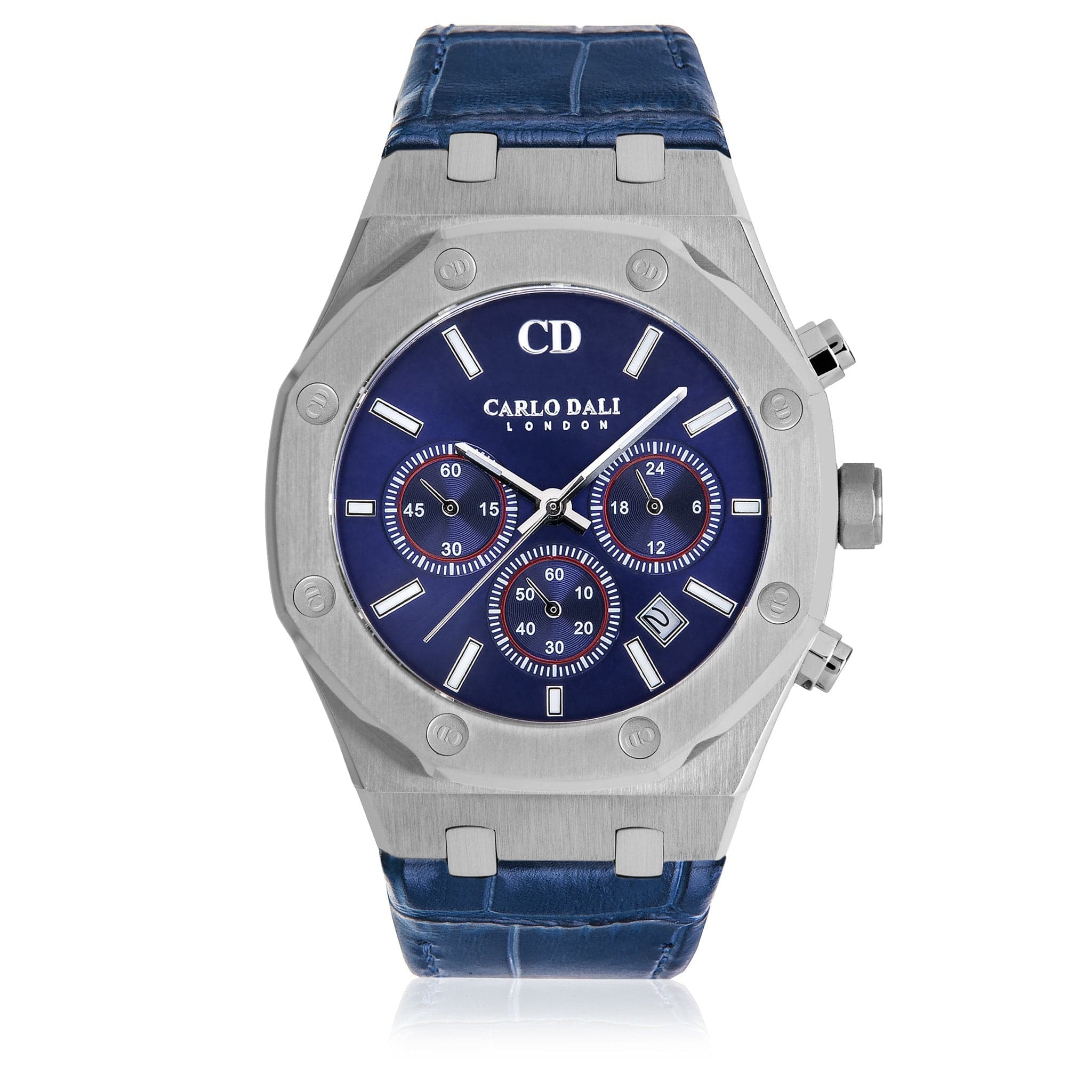 Chronograph Leather Blue Watch 1